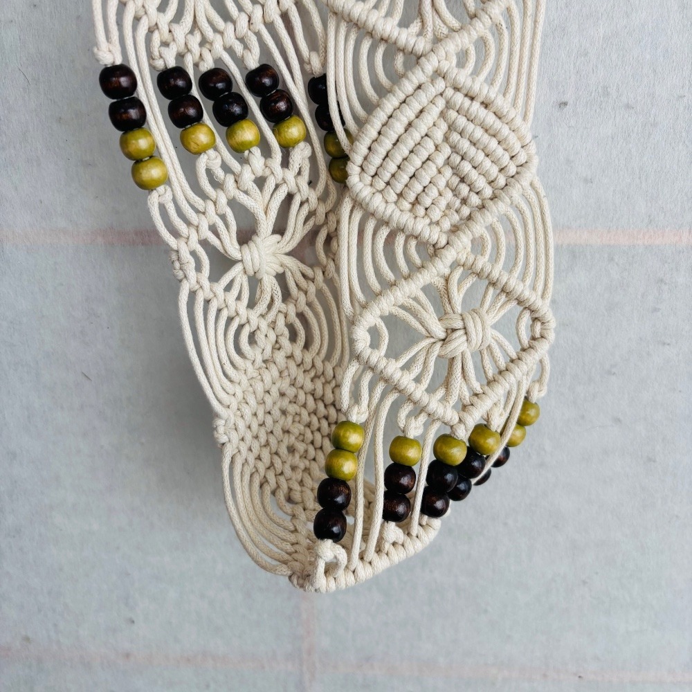 Boho Macrame Hippie Belt‎ Crochet Beaded Western Country Vintage 70s 80s - Picture 5 of 8